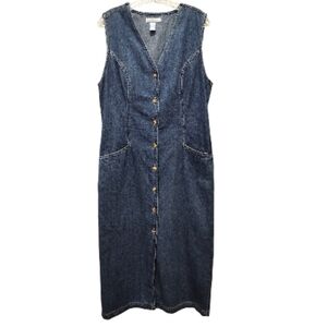 Gloria Vanderbilt Sleeveless Denim Button-Front Dress Size Large